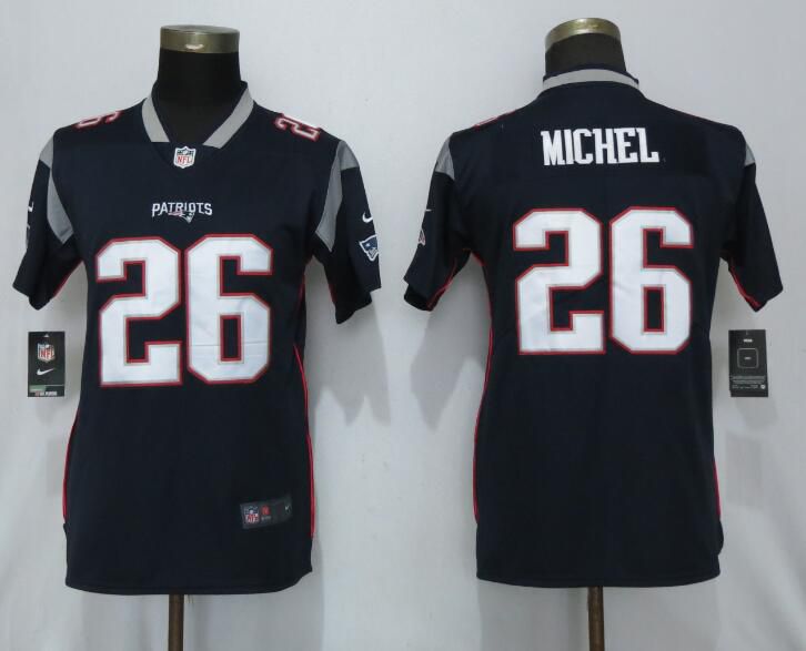 Women New England Patriots #26 Michel Navy Blue Nike Vapor Untouchable Limited Player NFL Jerseys